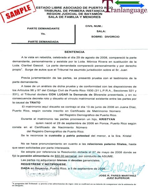 Divorce Certificate Puerto Rico I Tranlanguage Certified Translations