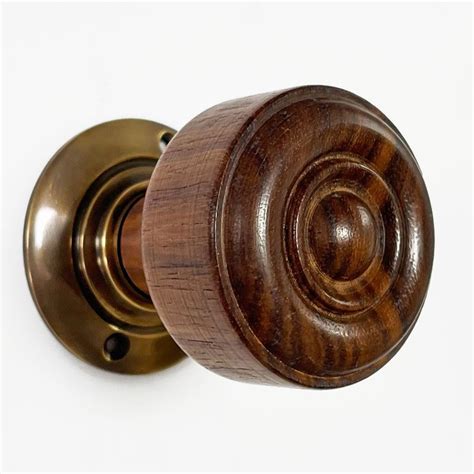 Victorian Natural Wooden Door Knobs Renovated Brass Rose Broughtons Lighting And Ironmongery