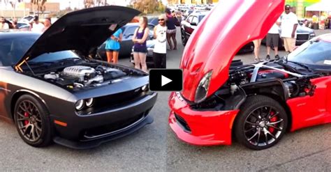 Challenger Hellcat Vs Viper Srt Rev Stand Off Hot Cars