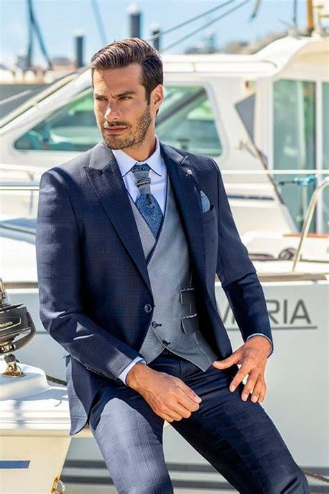 Traje Novio Roberto Vicentti Eternal Azul Cuadros Roberto Vicentti