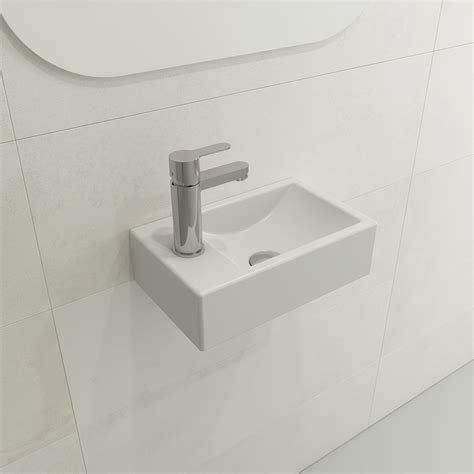 MILANO 15 (Lft.) Petite wall-hung sink with single-hole faucet on left-side-facing 1418-002-0126 ...