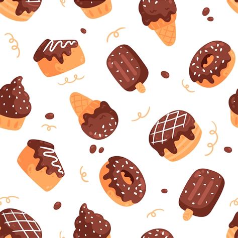 Dise O De Patr N De Chocolate Dibujado A Mano Vector Gratis