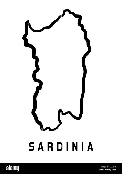 Sardinia Map Outline Smooth Simplified Island Shape Map Vector Stock