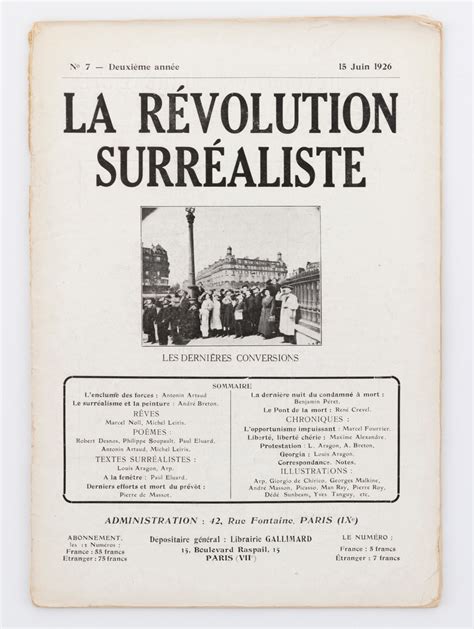 André Breton et al La Révolution Surréaliste No 7 15 June 1926