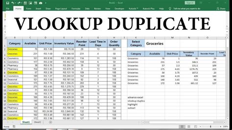 How To Find Duplicate Values In Excel Using Vlookup Youtube