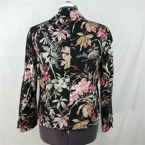 Drapers & Damons Black Floral Lined Jacket Womens Petite 12P | Etsy