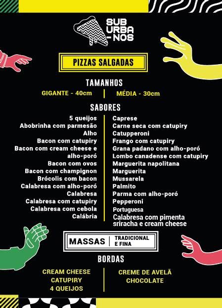 Menu At Suburbanos Pizza Bangu Restaurant Rio De Janeiro