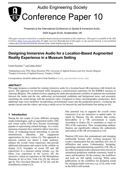 Aes E Library Designing Immersive Audio For A Location Based