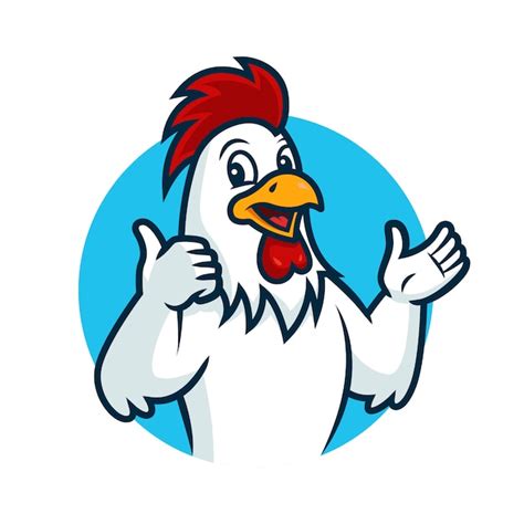 Logotipo De Dibujos Animados De Mascota De Pollo Vector Premium