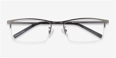 Vega Rectangle Gunmetal Semi Rimless Eyeglasses Eyebuydirect Canada