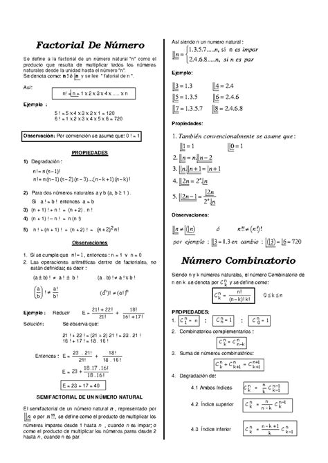 Factorial De Un Numero Numero Combinatorio Binomio De Newton