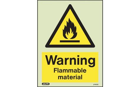 Warning Flammable material sign | Photoluminescent Fire Safety Signs