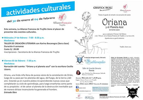 Actividades Culturales Del 30 De Enero Y 04 De Febrero En La Alianza