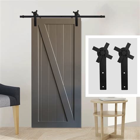 New Ft Sliding Barn Door Hardware Kit For Single Door Ccjh Rotating