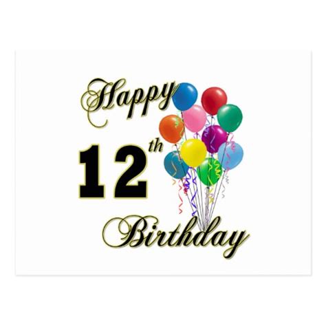 Happy 12th Birthday Ts And Birthday Apparel Postcard Zazzle