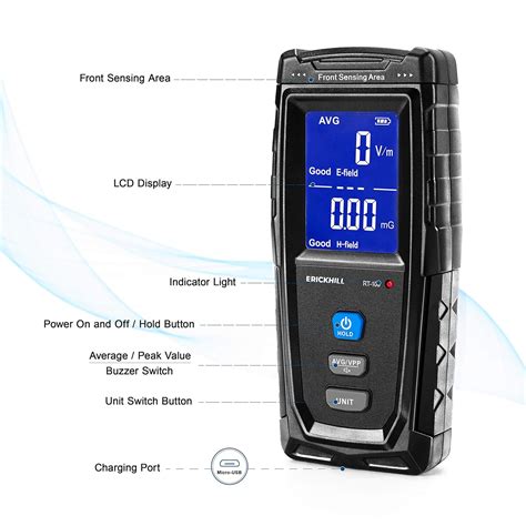 erickhill emf meter rechargeable digital electromagnetic field