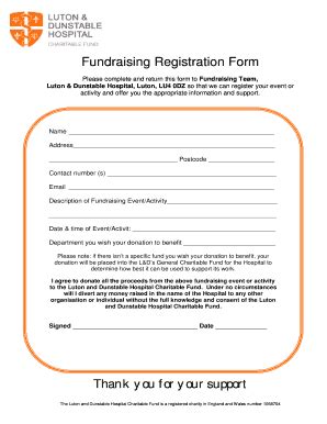 Fillable Online Fundraising Registration Form Doc Fax Email Print