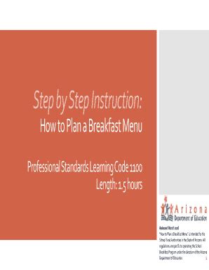 Fillable Online Azed Step By Step Instruction How To Plan A Breakfast