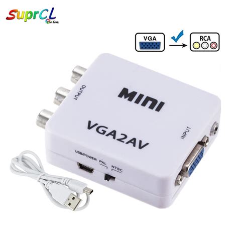 Mini Vga To Av Rca Converter Adapter With Mm Audio Support Hd P