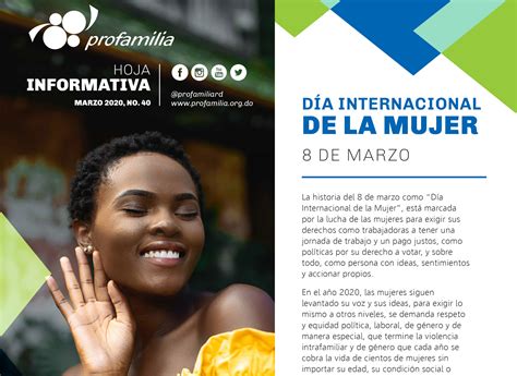 8 De Marzo Día Internacional De La Mujer Hoja Informativa No 40