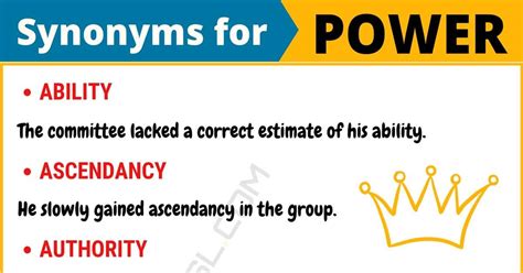 120+ Synonyms for “Power” with Examples | Another Word for “Power” • 7ESL