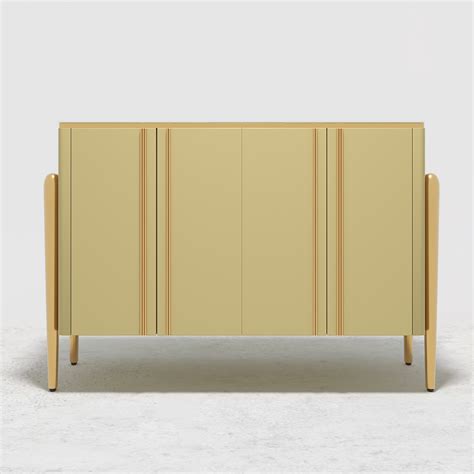 Salley Modern Champagne Sideboard Buffet Doors Shelves Tempered