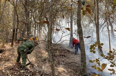 Continúan labores para sofocar incendio en zona cerril en Huimilpan