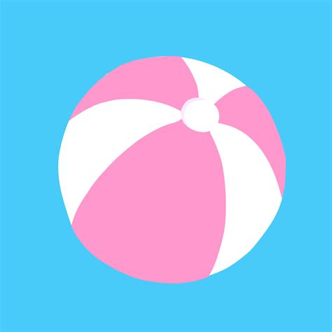 Pink Beach Ball In Cartoon Flat Style Vector Illustration Isolated On