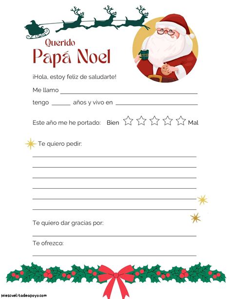 Carta A Santa Imprimible Carta A Santa Cartas Para Santa Claus