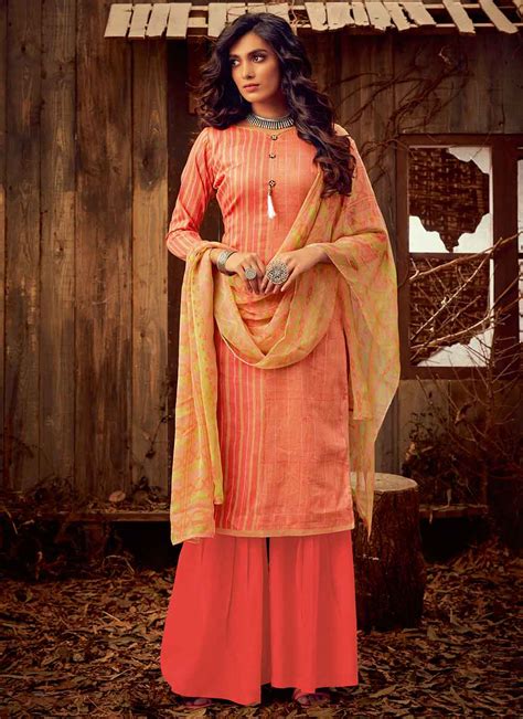 Shop Online Cotton Peach Salwar Kameez 169614