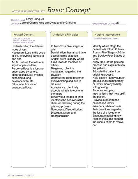 Basic Concept Careof Clients Active Learning Templates Basic Concept