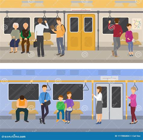 Subway Vector People In Metro And Passengers In Underground Using Urban