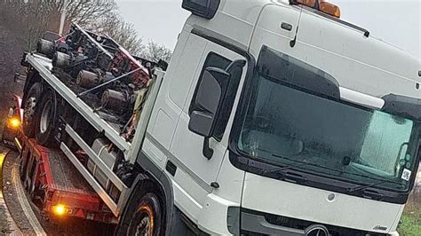 Lorry Falls Off Transporter Near Felixstowe Port Bbc News