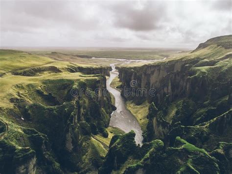 Islandzkie Panoramy Widok Z Lotu Ptaka Na Ziemiach Obraz Stock Obraz