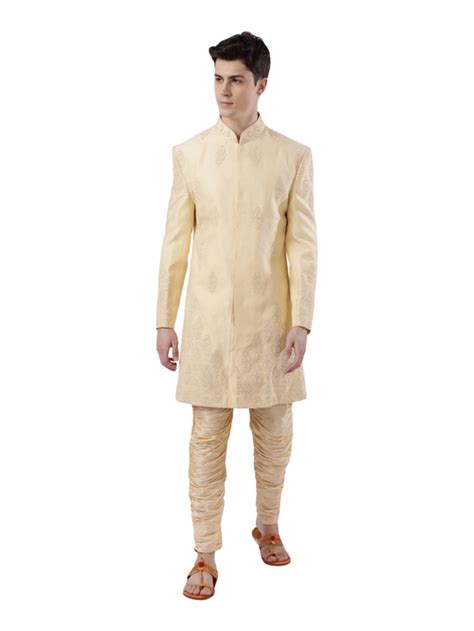 Buy Ethnix By Raymond Beige Embroidered Sherwani Set For Mens Online