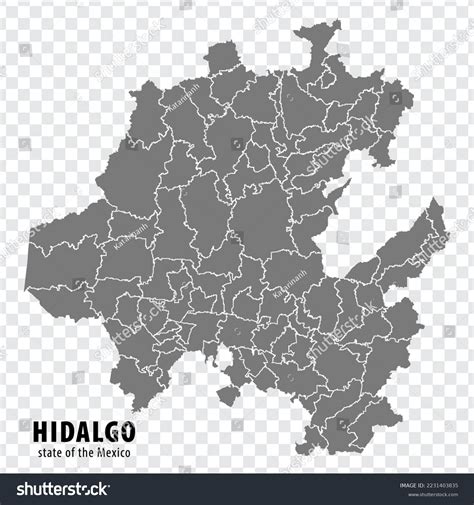 State Hidalgo Mexico Map On Transparent Stock Vector (Royalty Free ...