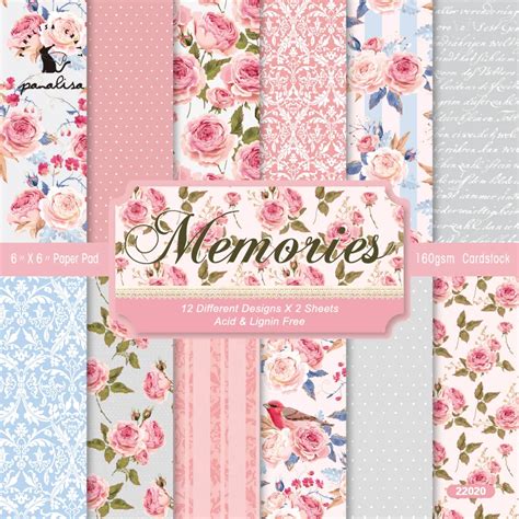 Panalisacraft 24 Sheets 6 X6 Rose Flower Vintage Scrapbook Paper