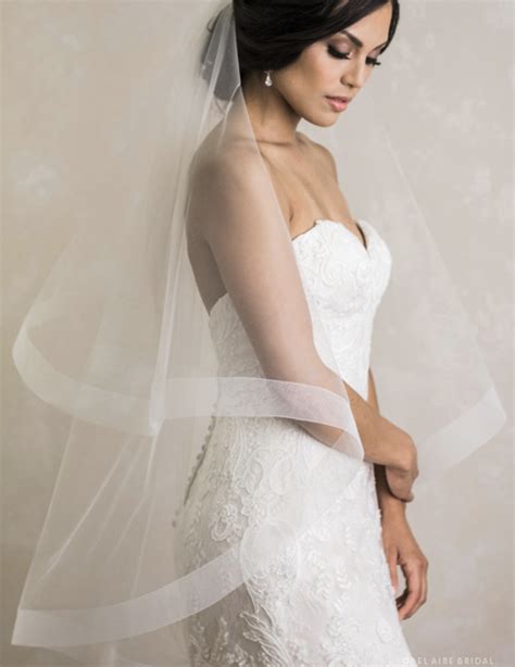 2 Tier Foldover Fingertip Veil With Horsehair Edge Avenir Bridal Boutique