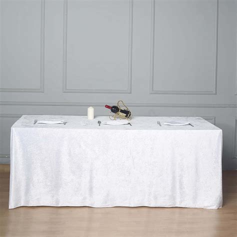 90 X 156 White Premium Velvet Rectangle Tablecloth Efavormart