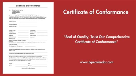 Free Printable Certificate Of Conformance Templates Pdf Word Excel