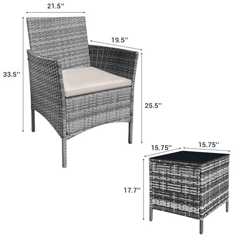 Homall 3 Pieces Patio Furniture Set Outdoor Pe Rattan Wicker Patio