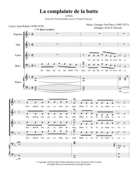 Complainte De La Butte 4 Part Digital Sheet Music Sheet Music Plus