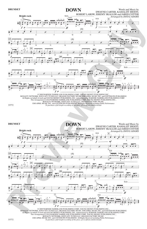 Down Drumset Drumset Part Digital Sheet Music Download