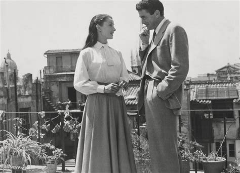 Unknown Audrey Hepburn And Gregory Peck In Roman Holiday Globe Photos Fine Art Print For Sale