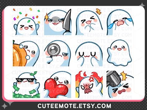 Cute Ghost Twitch Emotes For Streamer Bundle Discord Emote Etsy