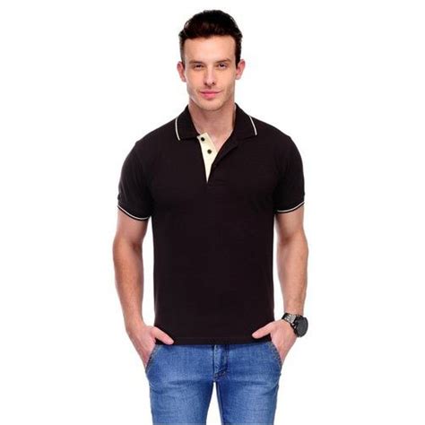 Cotton Plain Mens Black Polo Neck T Shirt Packaging Type Packet At Rs 145piece In Mangalore