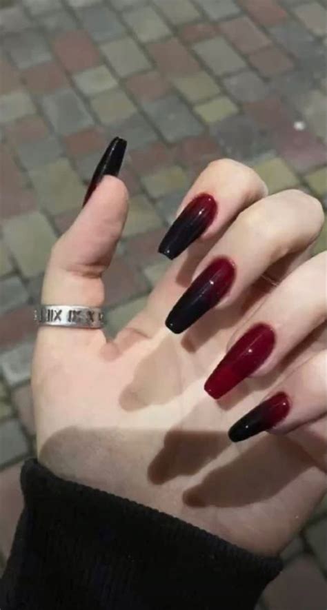 Red Black Nails Dark Color Nails Black Almond Nails Nail Colors