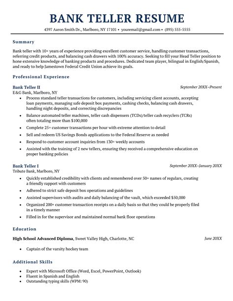 Personal Banker Resume Examples And Writing Guide