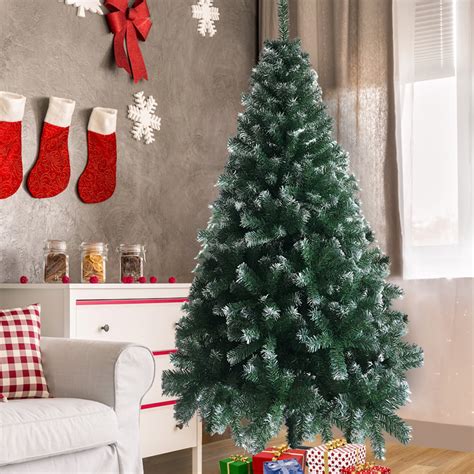 Zimtown Artificial Unlit Christmas Trees with Snow 6 FT Christmas Tree with Iron Base - Walmart ...