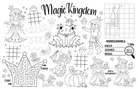 Premium Vector Vector Magic Kingdom Placemat For Kids Fairytale